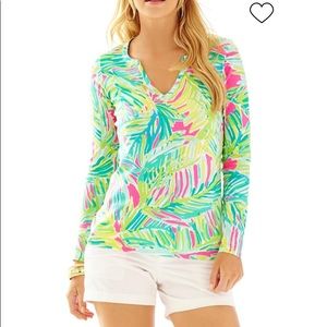 Lilly Pulitzer Kayleigh top, Tropical Pink, Tropical Storm